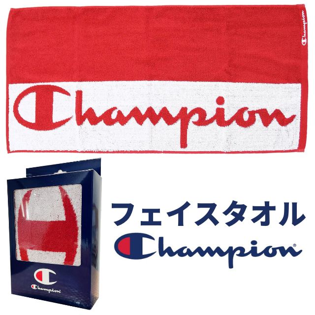 Champion チャンピオン フェイスタオル ツートンロゴ レッド 5065004000